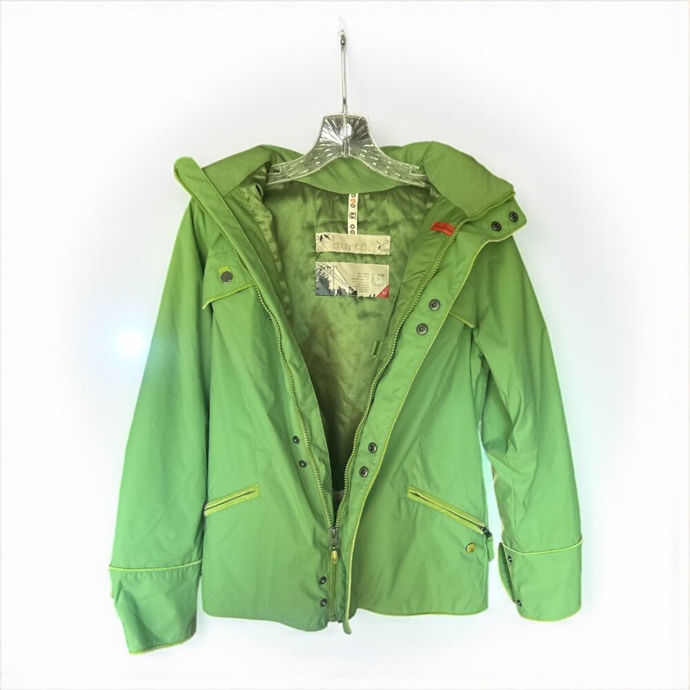 Burton Women's Snowboard Jacket Lime Green Hooded Ski Snow Winter Coat XS